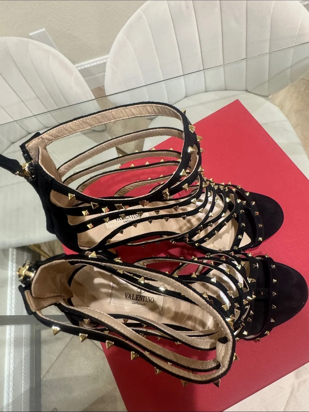 Valentino Black Studded Cage High Heels